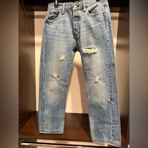 Levi’s 501 distressed loose straight jeans